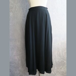 CLASSIQUES Black Crepe Silk Maxi Skirt Size 10 Side Zip Lined A-Line Romantic